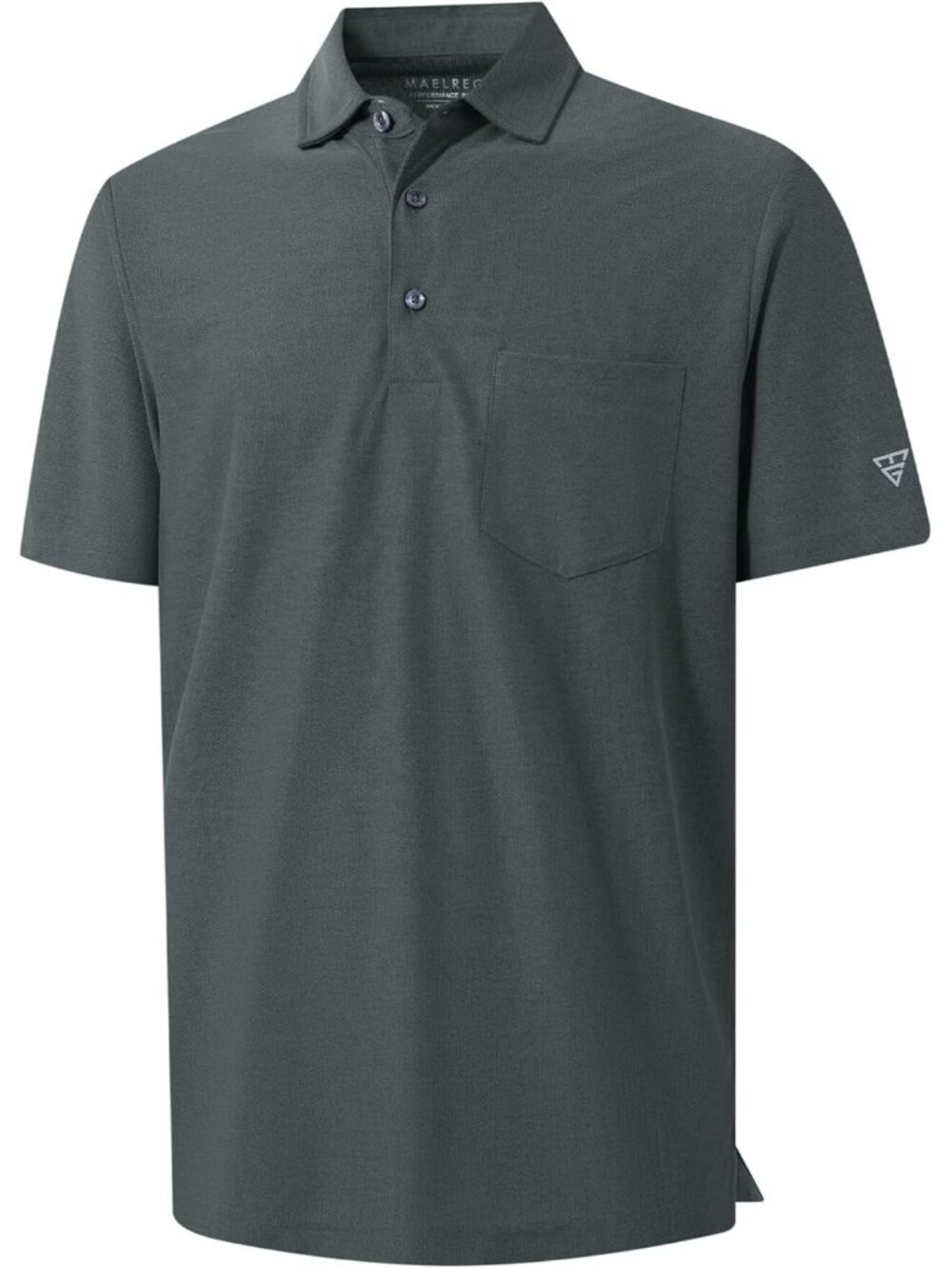Mens Dark Blue Heather Pocket Polo Lightweight Moisture Wicking Stretch Shi